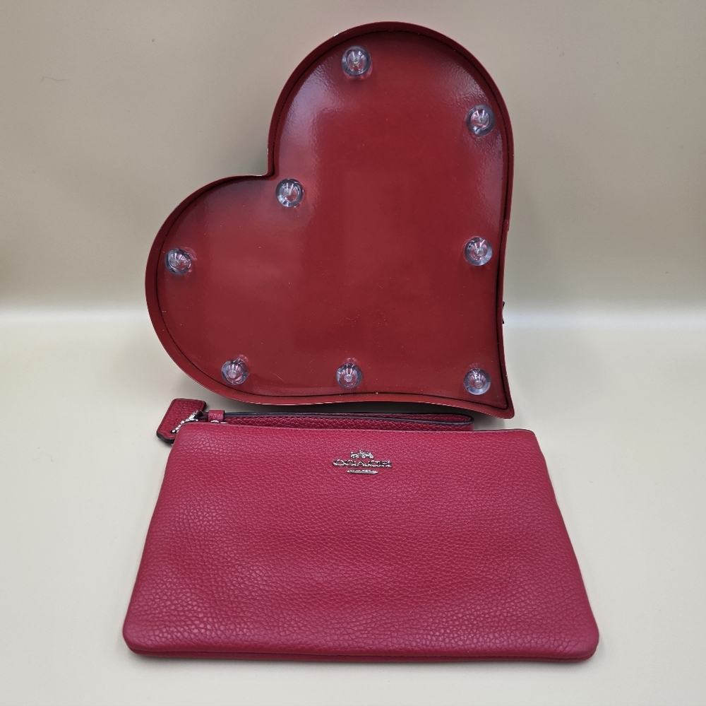 EUC Coach Red Leather Wristlet